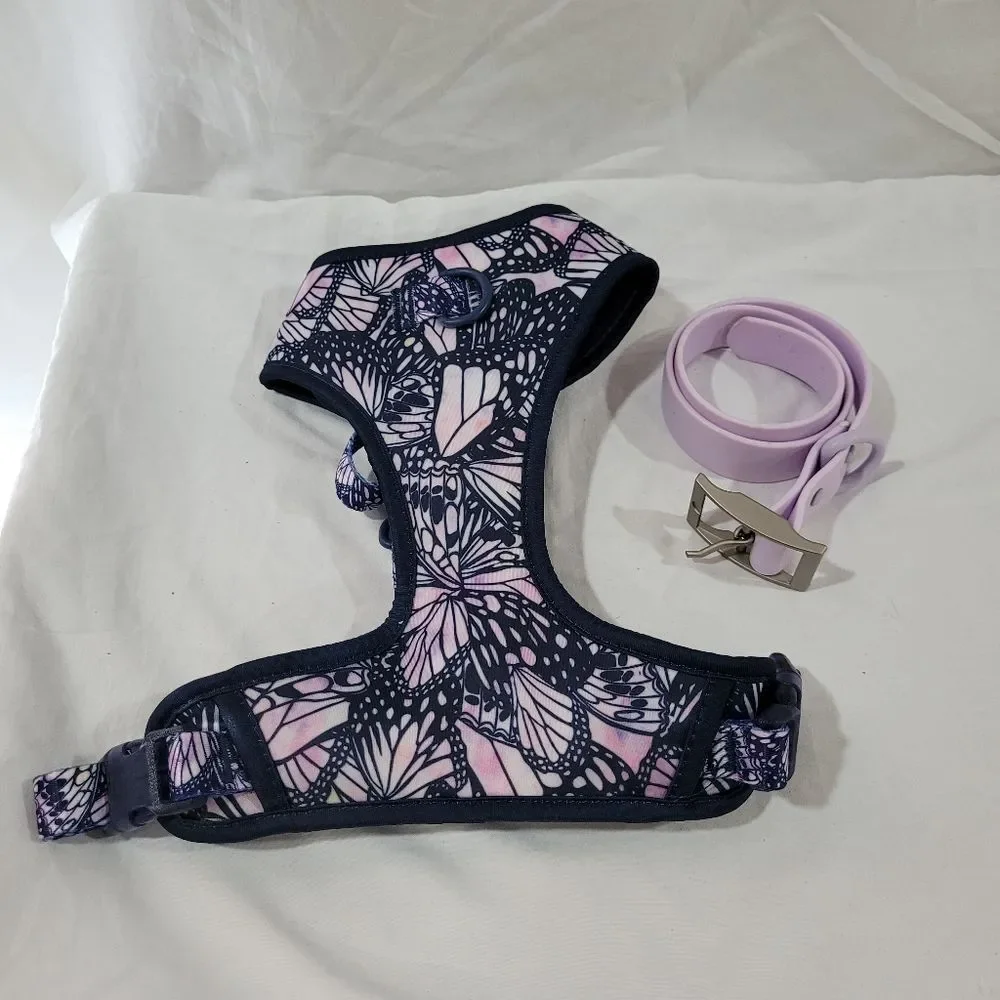 S-M top paw dog purple pink harness and collar